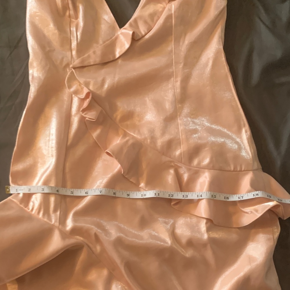 Lovers + Friends Satin Ruffle Slip - Peach - Picture 4 of 12